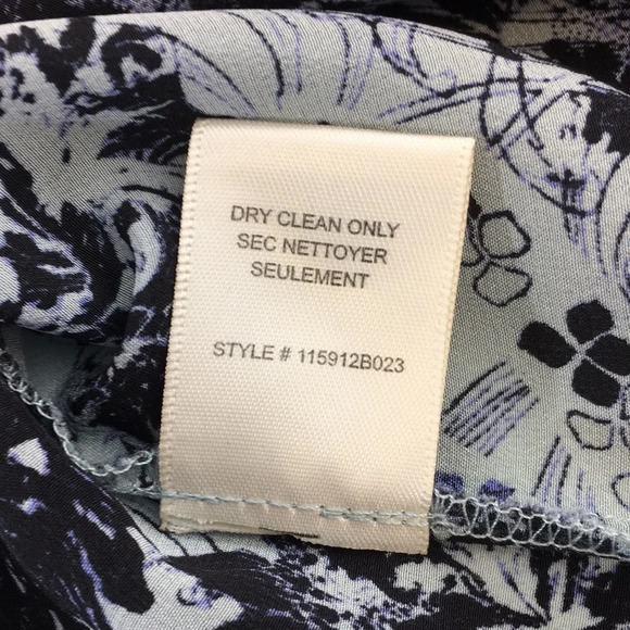 Rebecca Taylor Blouse Womens 0 Blue Black Floral Kiku Print 3/4 Sleeve Silk Top‎ - Picture 9 of 12